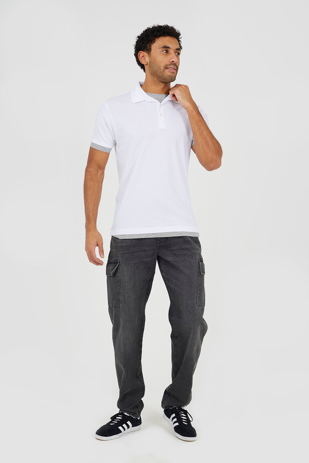 Brave Soul White Mock Neck Polo Shirt - White Image 3
