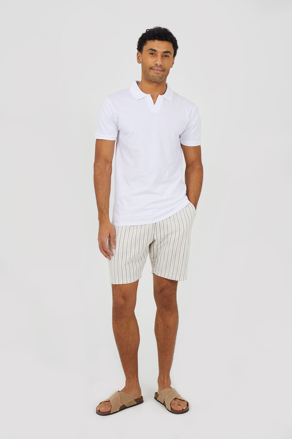 Brave Soul White Cotton Open Collar Polo Shirt - White Image 3