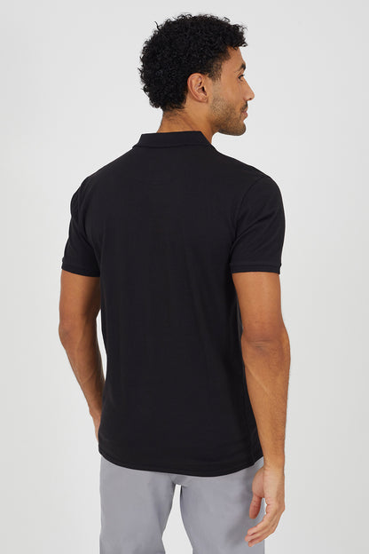 Brave Soul Black Cotton Open Collar Polo Shirt - Black Image 2