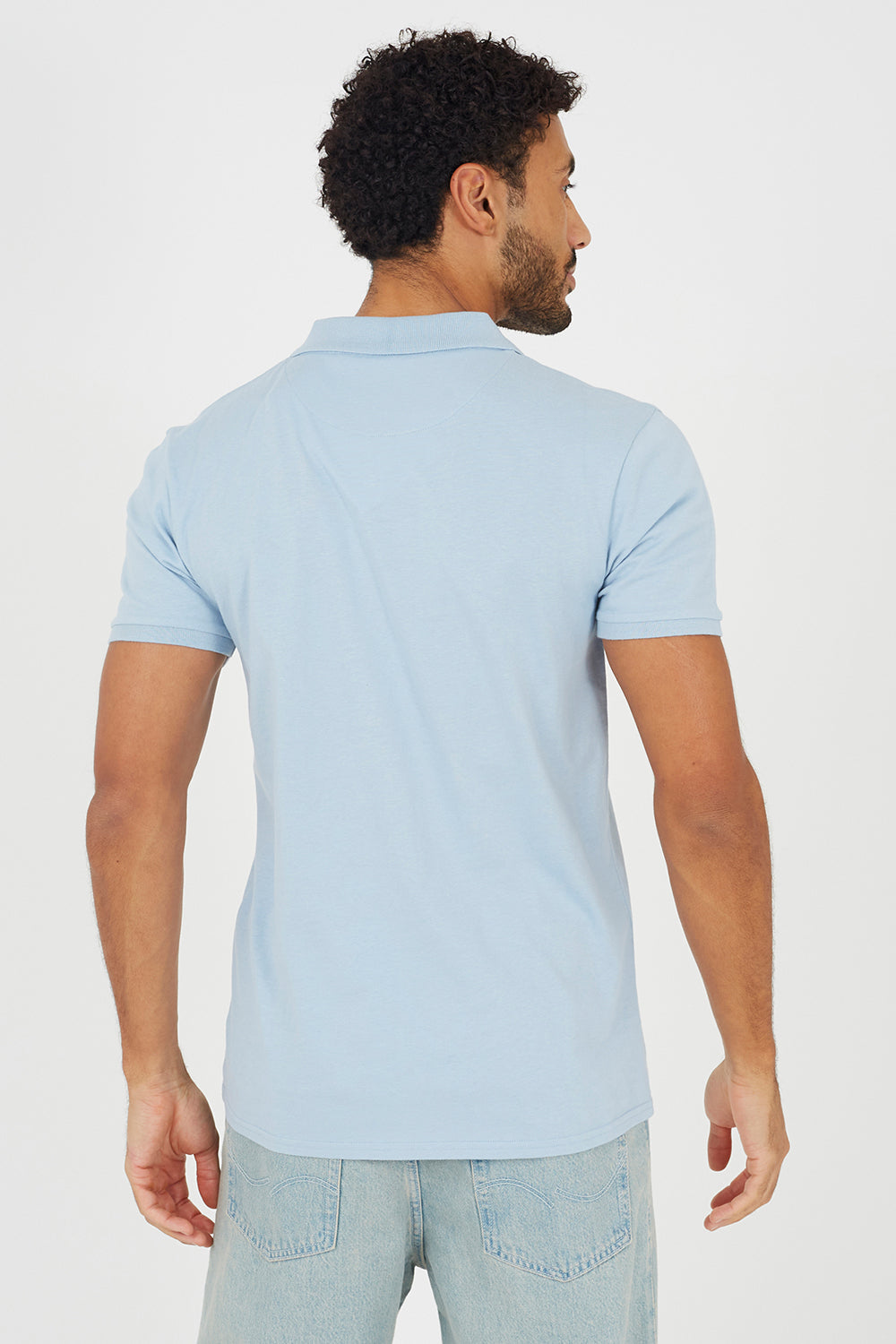 Brave Soul Light Blue Cotton Open Collar Polo Shirt - Light Blue Image 2