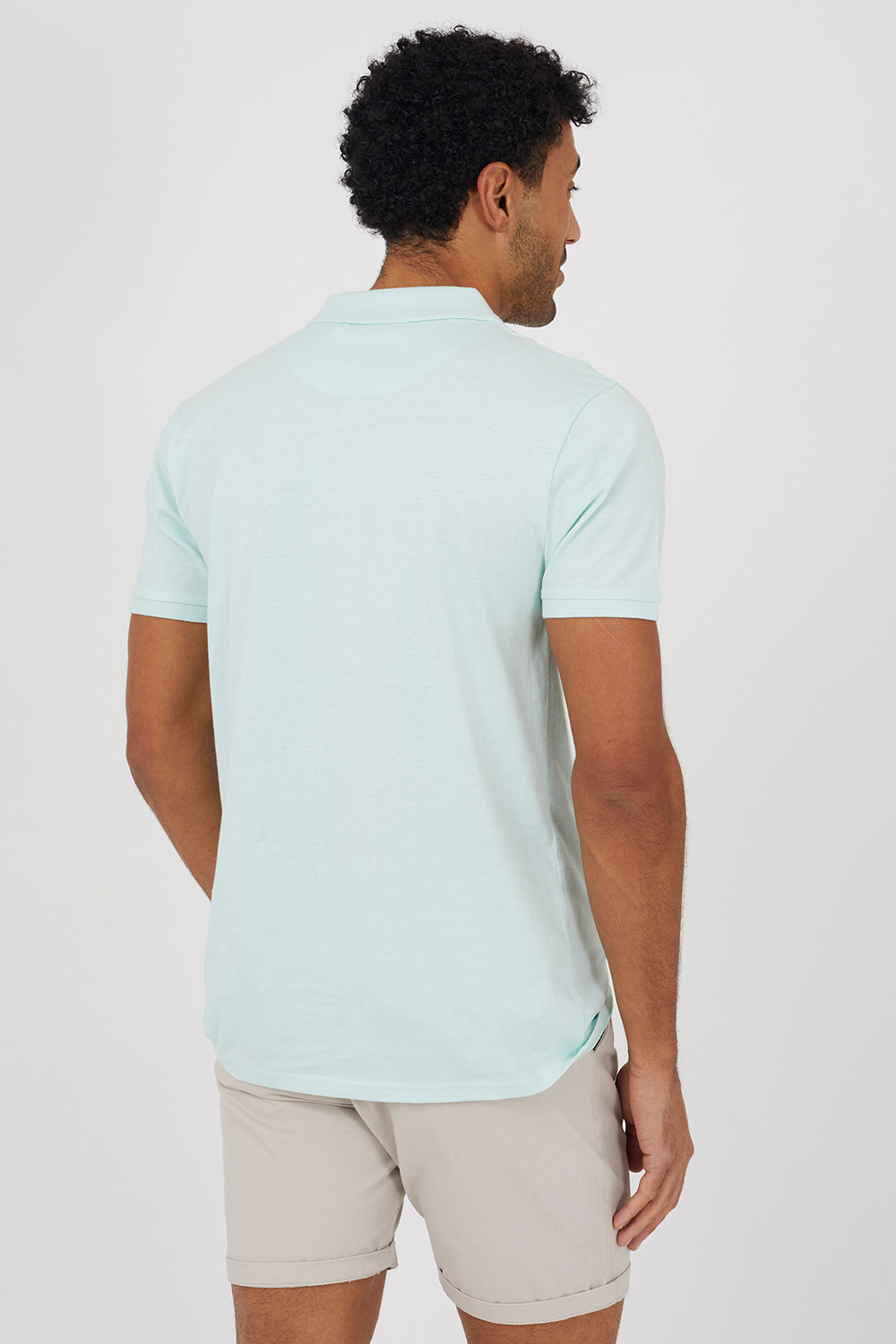 Brave Soul Mint Cotton Open Collar Polo Shirt - Mint Image 2