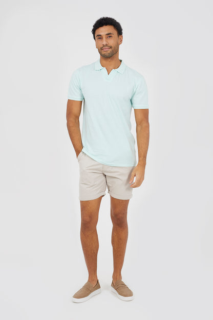Brave Soul Mint Cotton Open Collar Polo Shirt - Mint Image 3