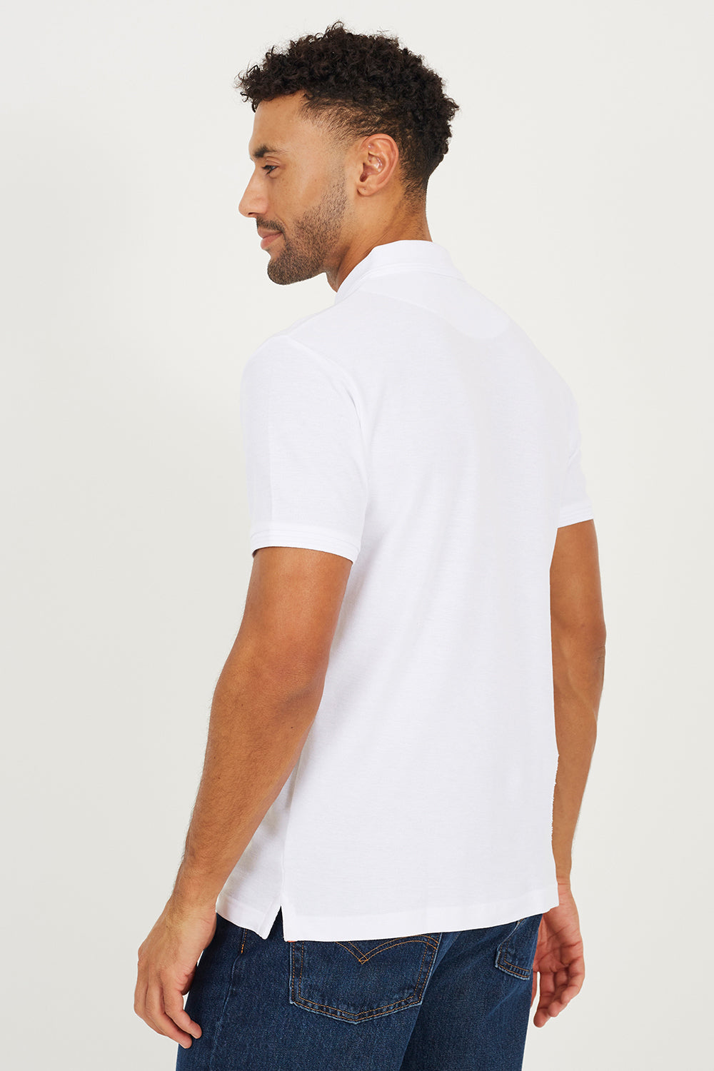 Brave Soul White Cotton Short Sleeve Polo Shirt - White Image 2