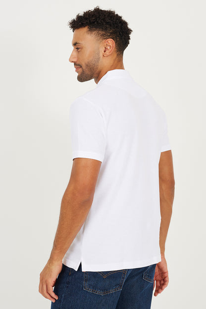 Brave Soul White Cotton Short Sleeve Polo Shirt - White Image 2