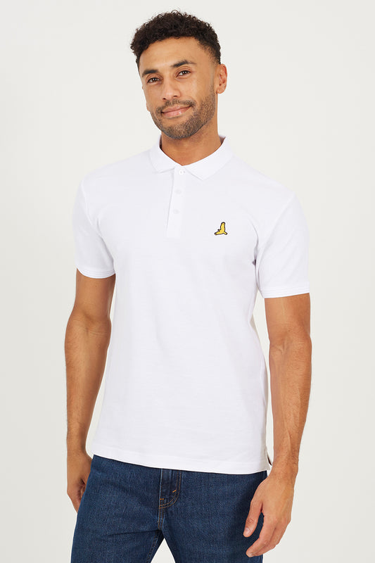 Brave Soul White Cotton Short Sleeve Polo Shirt - White Image 1