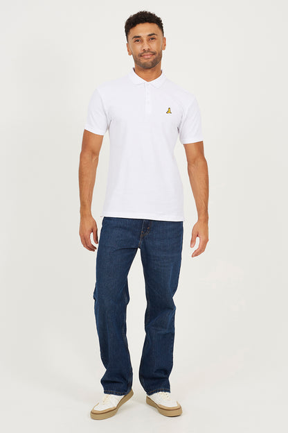 Brave Soul White Cotton Short Sleeve Polo Shirt - White Image 3