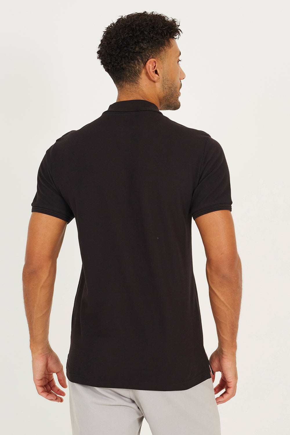 Brave Soul Black Cotton Short Sleeve Polo Shirt - Black Image 2