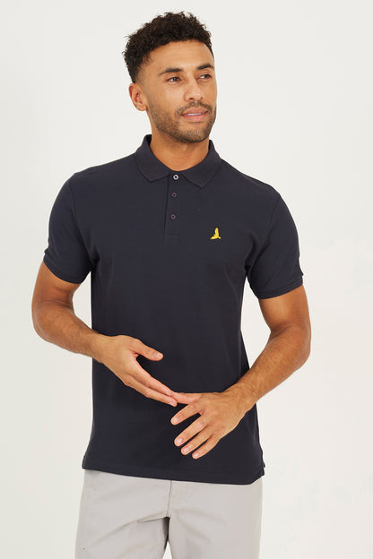 Brave Soul Navy Cotton Short Sleeve Polo Shirt - Navy Image 1