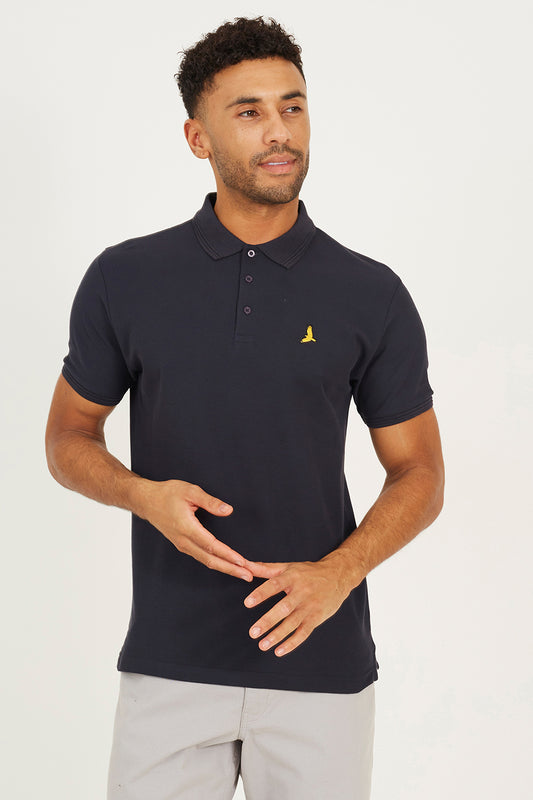 Brave Soul Navy Cotton Short Sleeve Polo Shirt - Navy Image 1