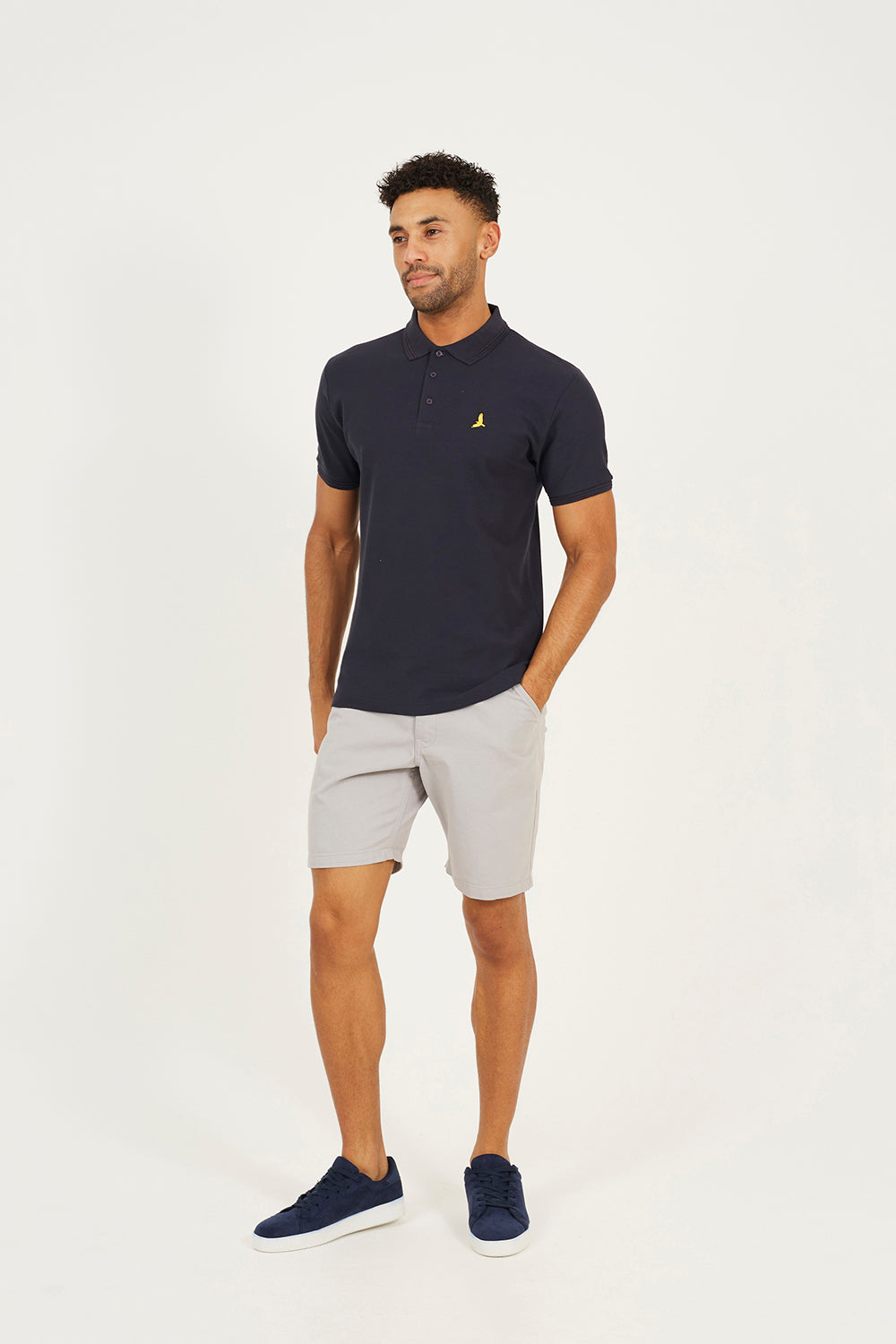 Brave Soul Navy Cotton Short Sleeve Polo Shirt - Navy Image 3