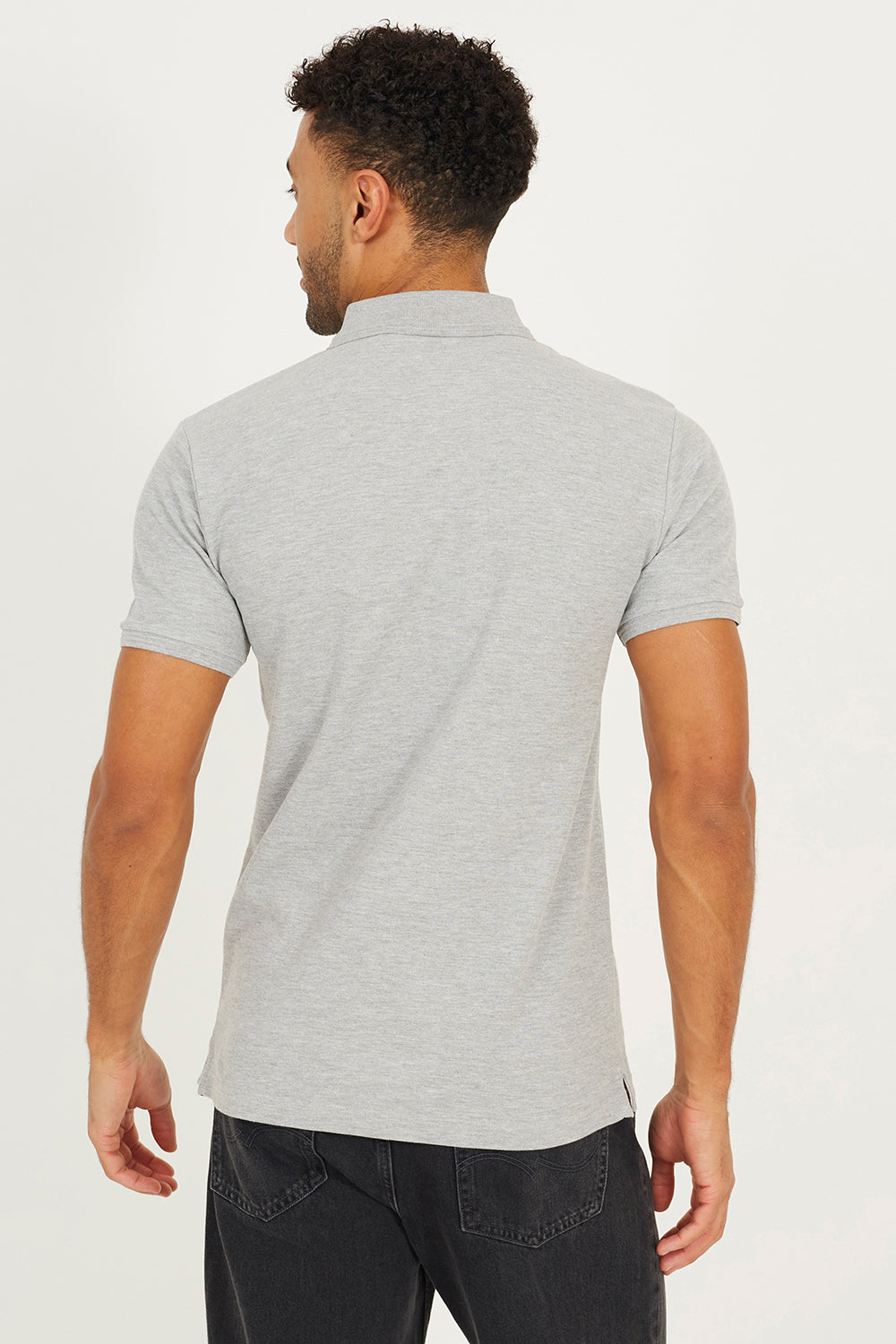 Brave Soul Grey Cotton Short Sleeve Polo Shirt - Grey Image 2