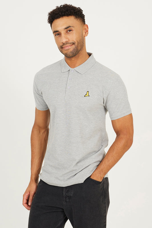 Brave Soul Grey Cotton Short Sleeve Polo Shirt - Grey Image 1