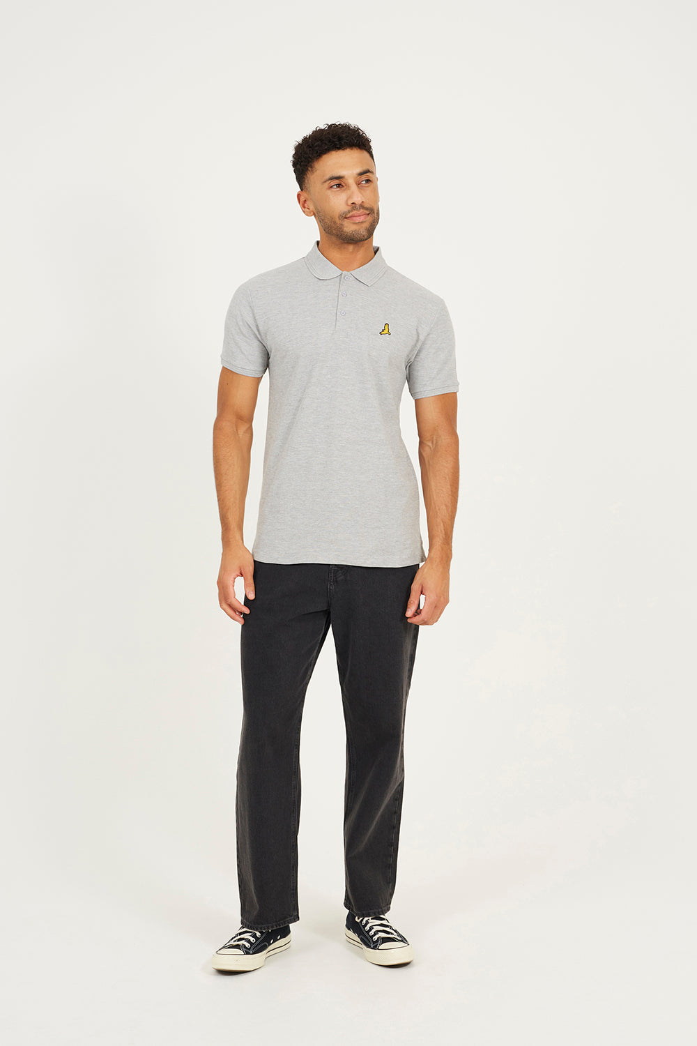 Brave Soul Grey Cotton Short Sleeve Polo Shirt - Grey Image 3