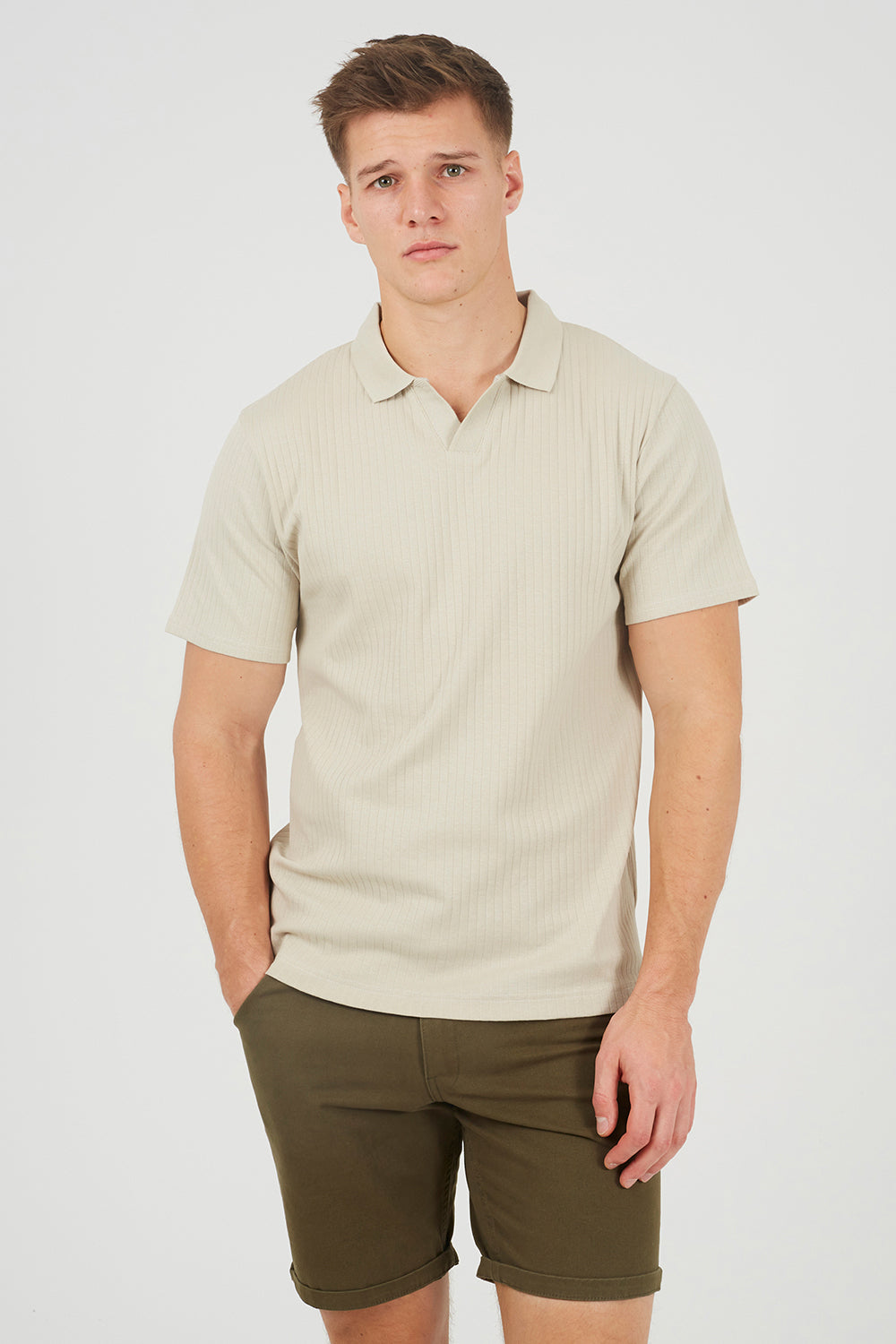 Brave Soul Light Stone Trophy Neck Polo Shirt - Light Stone Image 1