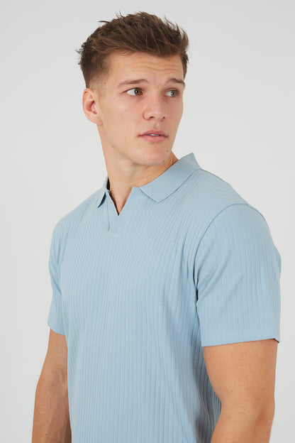 Brave Soul Blue Trophy Neck Polo Shirt - Blue Image 4
