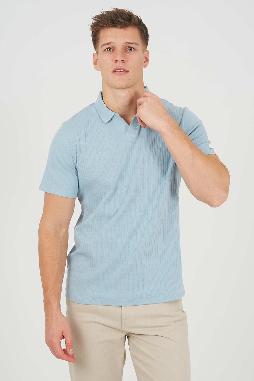 Brave Soul Blue Trophy Neck Polo Shirt - Blue Image 1