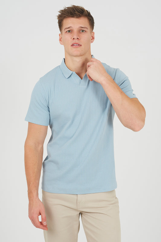 Brave Soul Blue Trophy Neck Polo Shirt - Blue Image 1