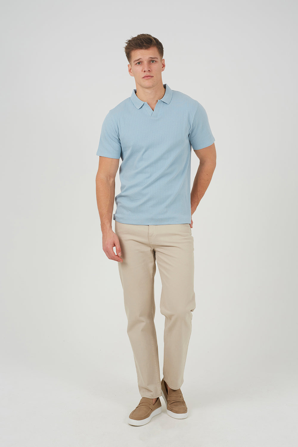 Brave Soul Blue Trophy Neck Polo Shirt - Blue Image 3