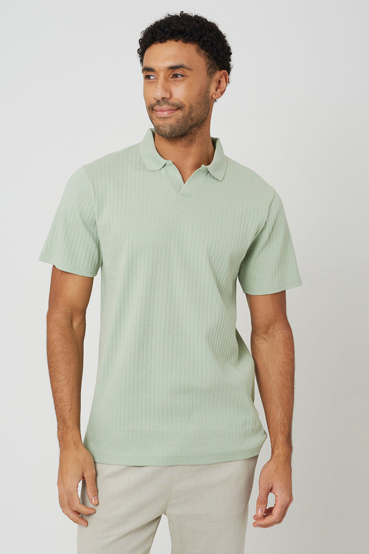 Brave Soul Mint Trophy Neck Polo Shirt - Mint Image 1