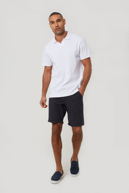 Brave Soul White Trophy Neck Polo Shirt - White Image 3