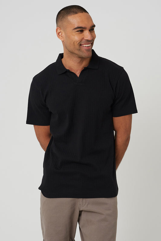 Brave Soul Black Trophy Neck Polo Shirt - Black Image 1