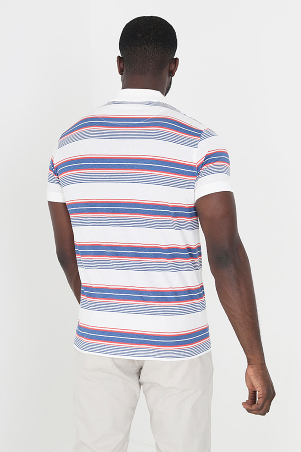 Brave Soul Ecru Cotton Jersey Stripe Polo Shirt - Ecru Image 2