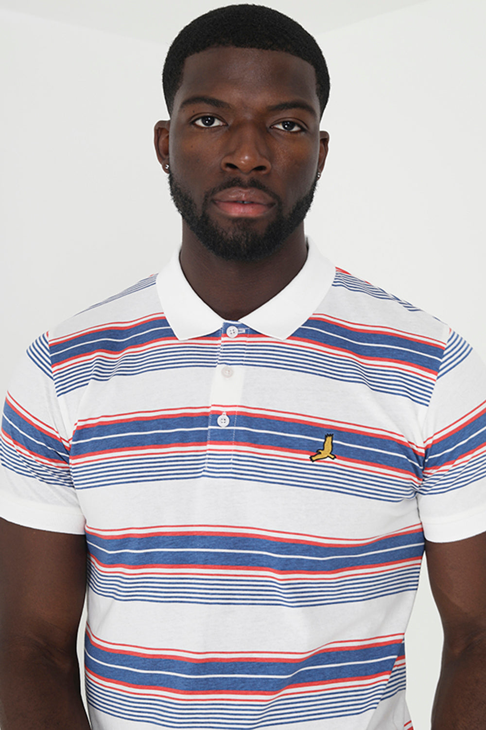 Brave Soul Ecru Cotton Jersey Stripe Polo Shirt - Ecru Image 3