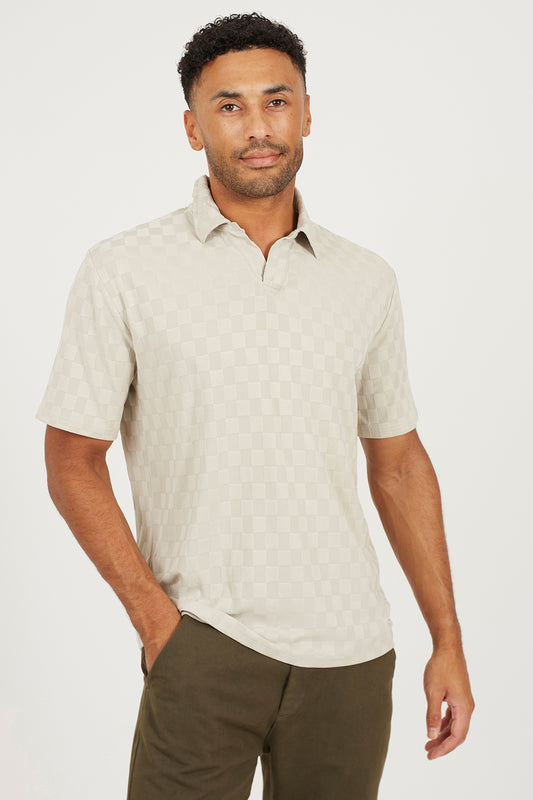 Brave Soul Light Stone Short Sleeve Open Collar Polo Shirt - Light Stone Image 1