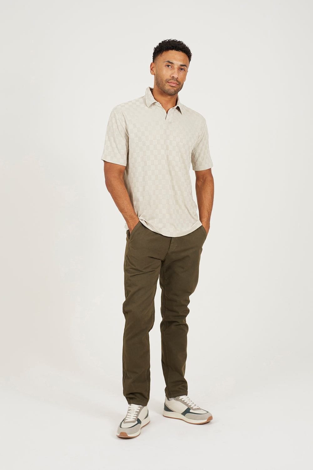 Brave Soul Light Stone Short Sleeve Open Collar Polo Shirt - Light Stone Image 3