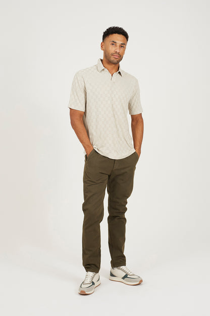 Brave Soul Light Stone Short Sleeve Open Collar Polo Shirt - Light Stone Image 3