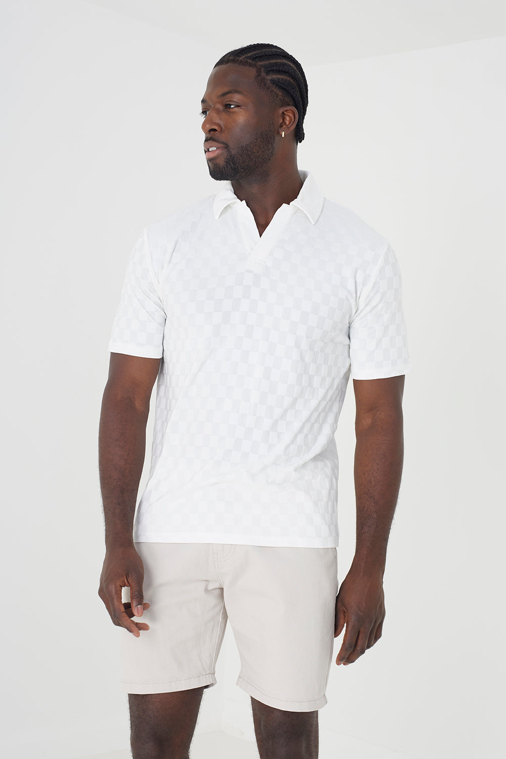 Brave Soul off white Short Sleeve Open Collar Polo Shirt - off white Image 1