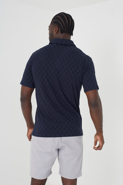 Brave Soul Dark Navy Short Sleeve Open Collar Polo Shirt - Dark Navy Image 2