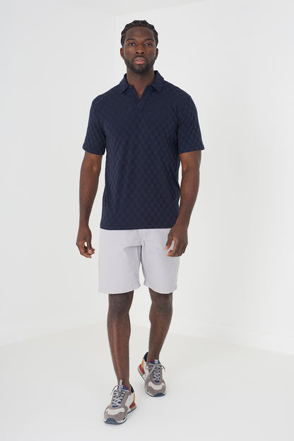 Brave Soul Dark Navy Short Sleeve Open Collar Polo Shirt - Dark Navy Image 3
