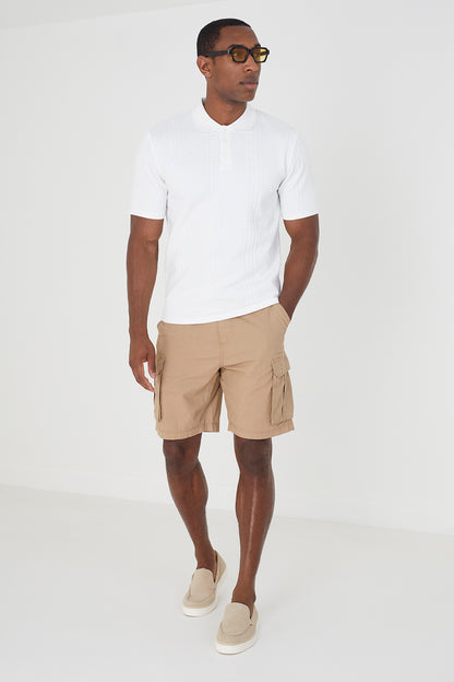Brave Soul off white Short Sleeve Jacquard Polo Shirt - off white Image 3