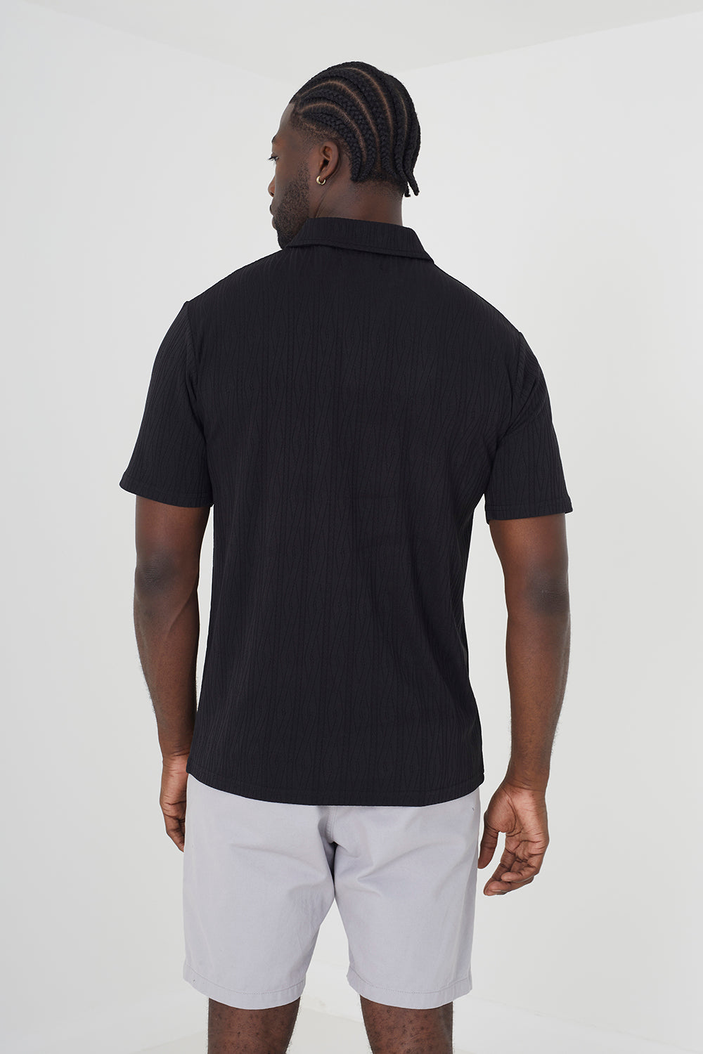 Brave Soul Black Trophy Neck Polo - Black Image 2