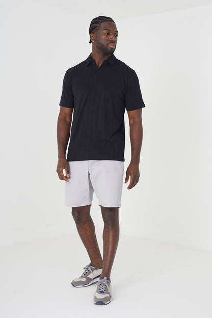 Brave Soul Black Trophy Neck Polo - Black Image 3