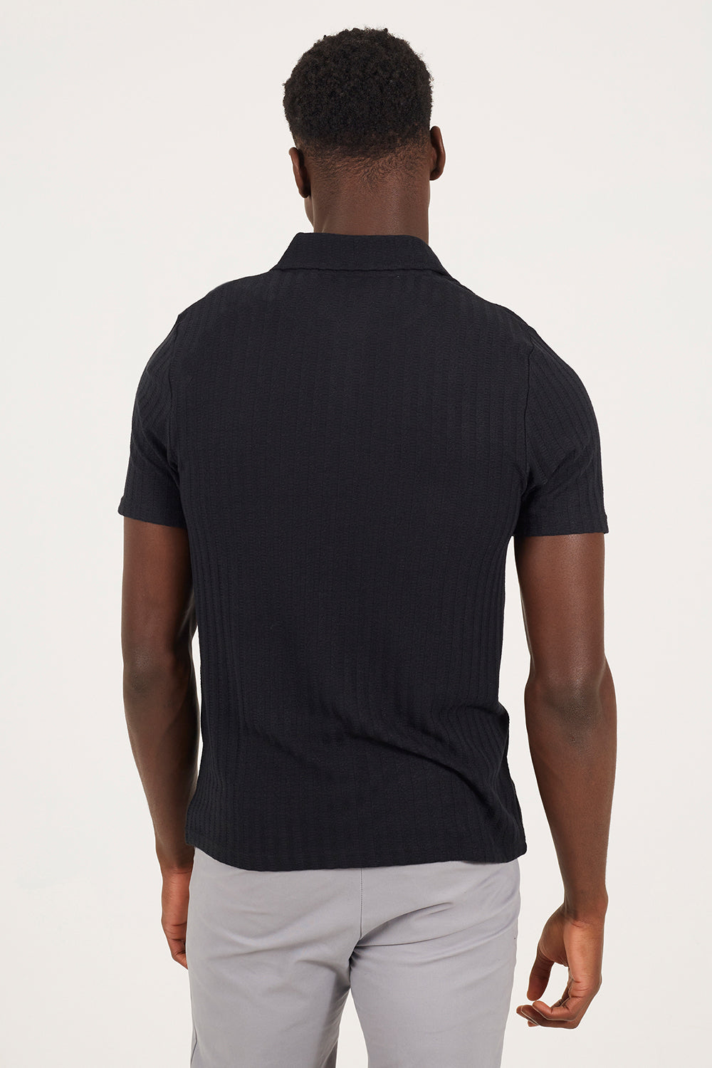 Brave Soul Black Textured Short Sleeve Polo Shirt - Black Image 2