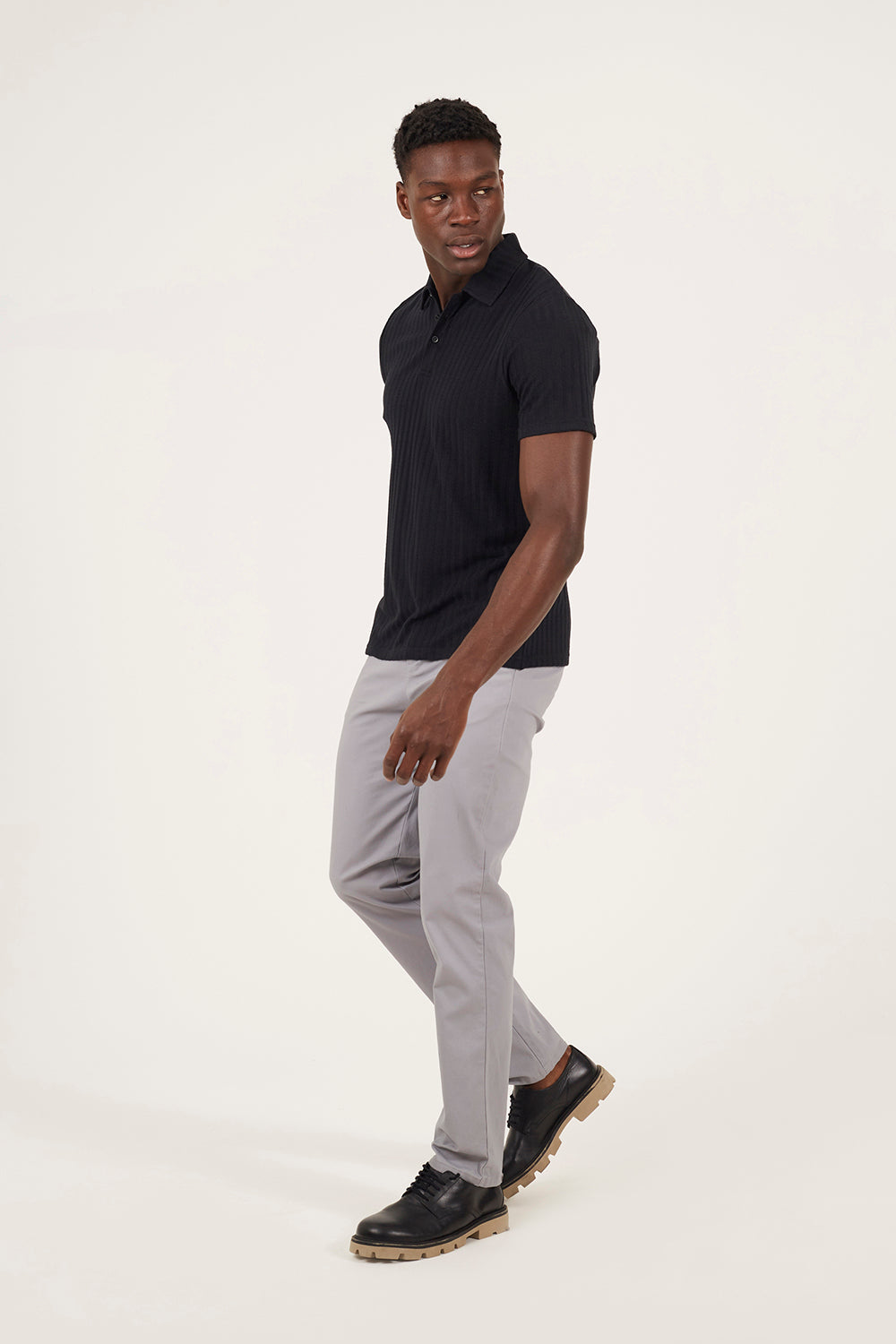Brave Soul Black Textured Short Sleeve Polo Shirt - Black Image 3