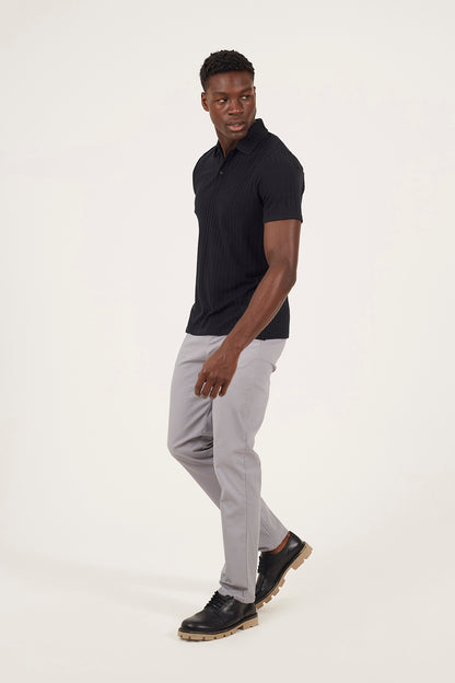 Brave Soul Black Textured Short Sleeve Polo Shirt - Black Image 3