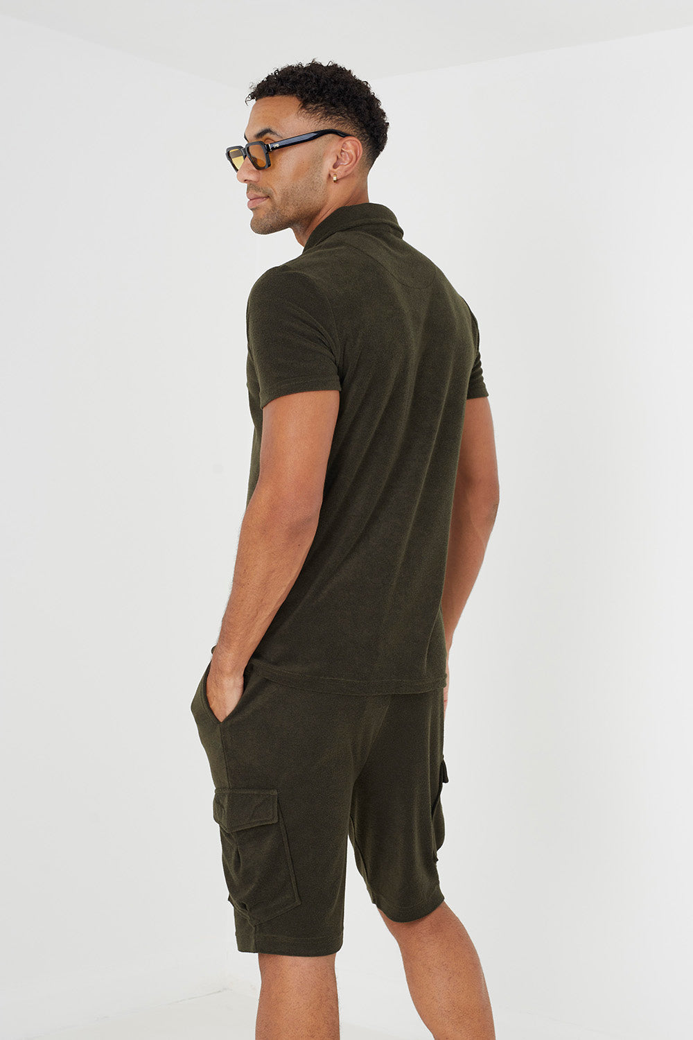 Brave Soul Khaki Short Sleeve Towelling Open Collar Polo Shirt - Khaki Image 2