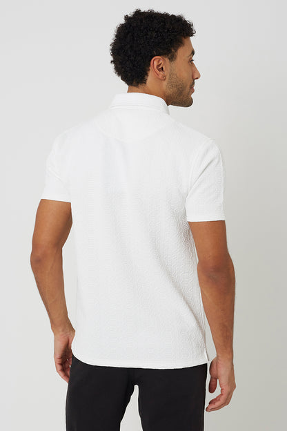 Brave Soul Off White Quarter Zip Short Sleeve Polo Shirt - Off White Image 2
