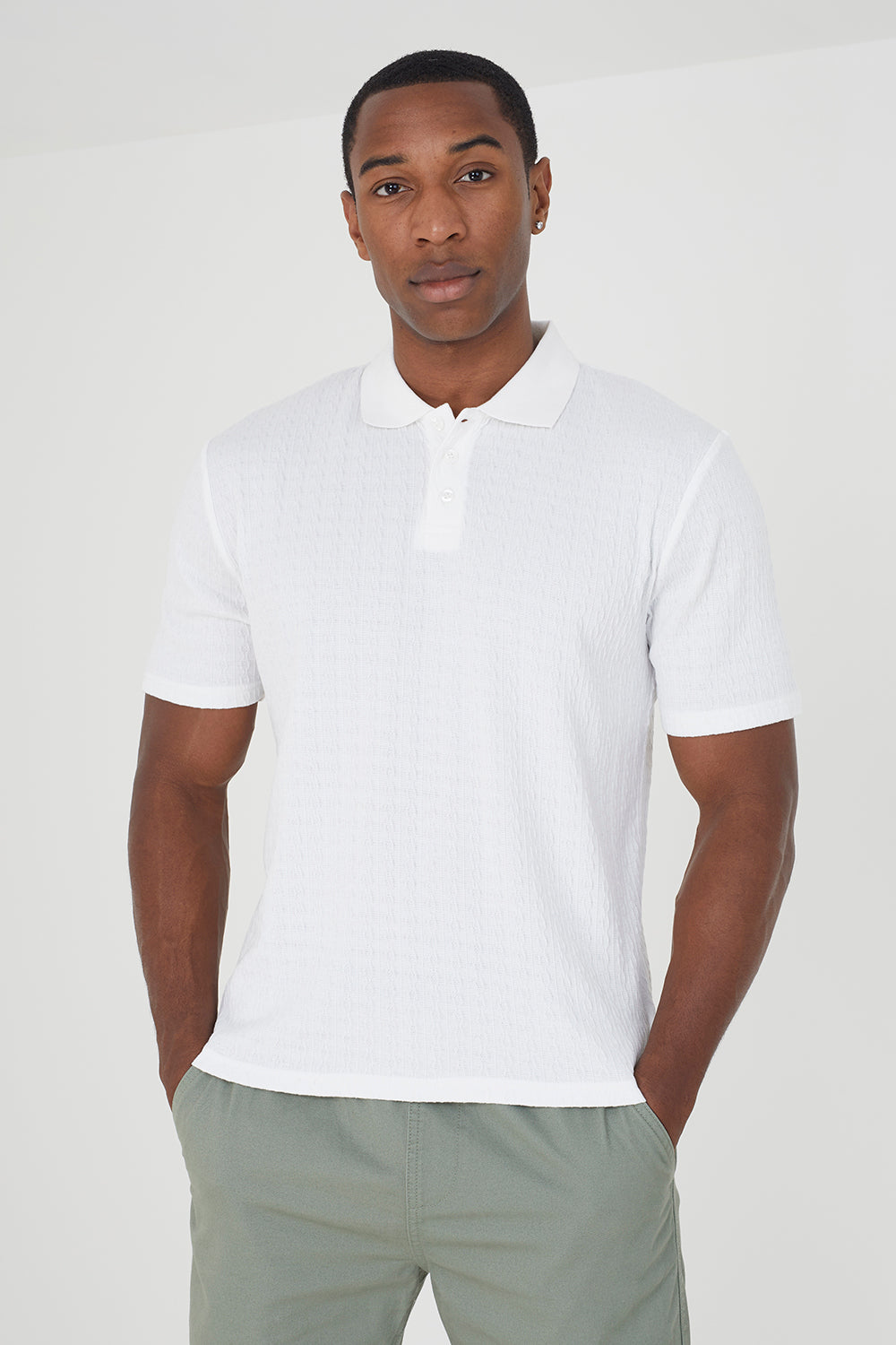 Brave Soul White Short Sleeve Polo Shirt - White Image 1