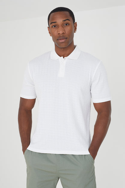 Brave Soul White Short Sleeve Polo Shirt - White Image 1