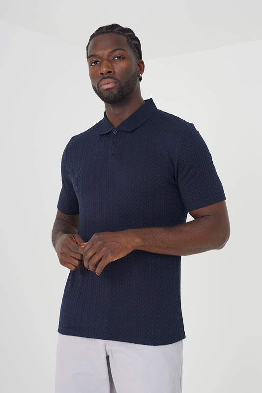 Brave Soul Dark Navy Short Sleeve Polo Shirt - Dark Navy Image 1