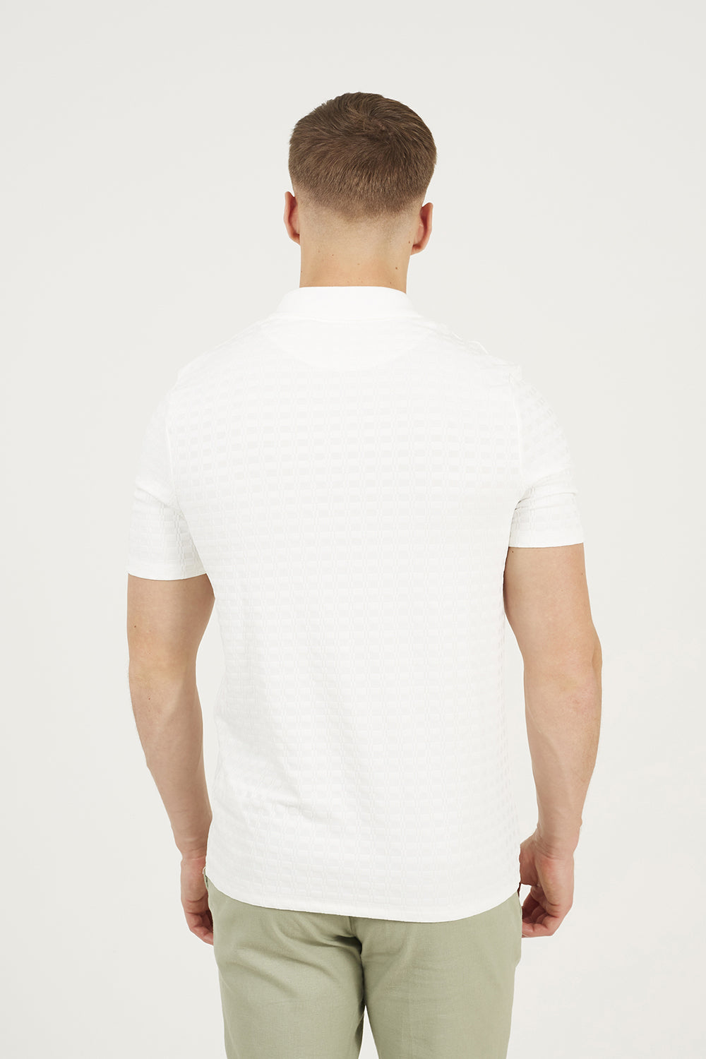 Brave Soul Off White Jacquard Polo Shirt - Off White Image 2