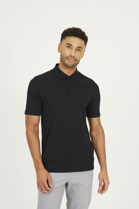 Brave Soul Black Jacquard Polo Shirt - Black Image 1