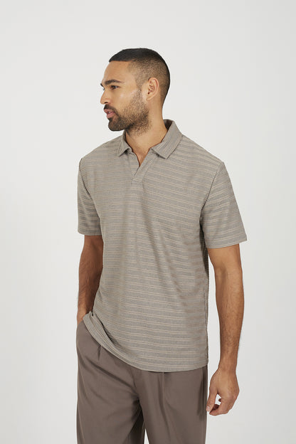 Brave Soul Brown Trophy Neck Polo Shirt - Brown Image 1