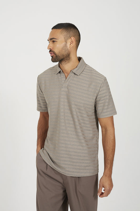 Brave Soul Brown Trophy Neck Polo Shirt - Brown Image 1