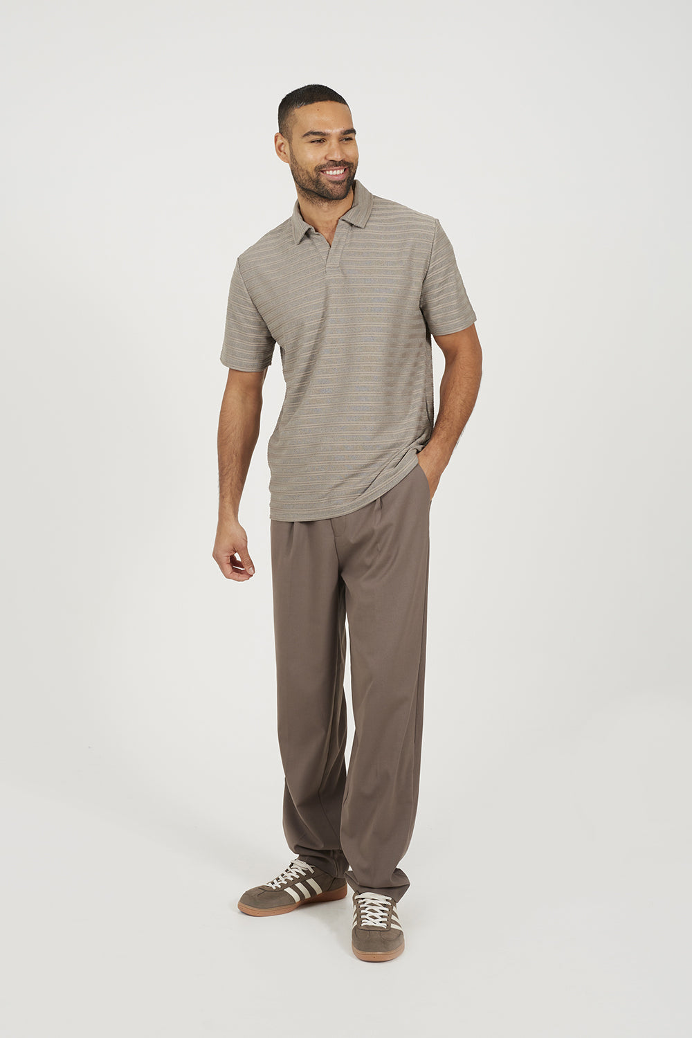 Brave Soul Brown Trophy Neck Polo Shirt - Brown Image 3