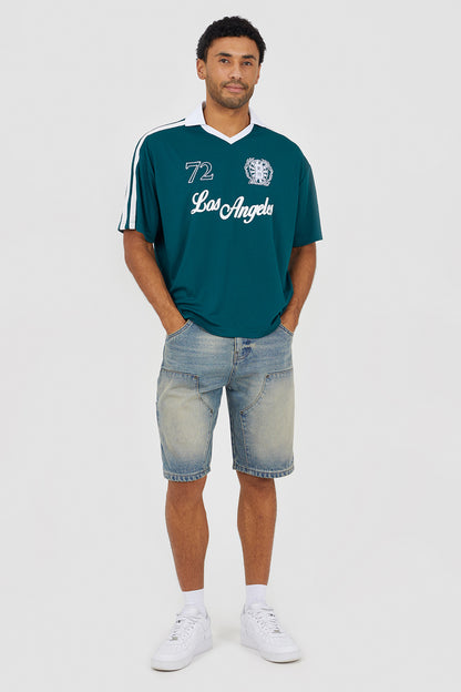 Brave Soul Green Football Style Polo Shirt - Green Image 3